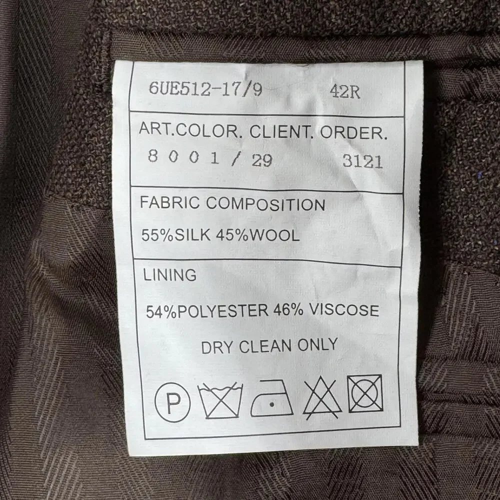 Men's Brown Wool Blend Blazer Sport Jacket Sz 44 Lanificio de Pray Made in Italy